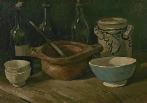 Vincent Van Gogh Oil Paintings Drucke: Still Life with Earthenware and Bottles, 1885. Creator: Gogh, Vincent, van (1853-1890)