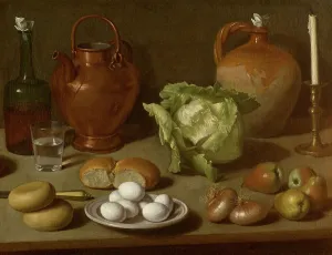 Baroque Still Life Drucke: Still life with eggs, cabbage and candlestick. Creator: Magini, Carlo (1720-1806)