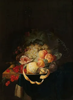 Oil On Panel Paintings Europe Drucke: Still Life with Fruit, 1668. Creator: Johannes Hannot