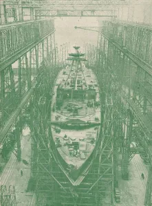Shipbuilding Industry Drucke: A light cruiser under construction, c1917 (1919)