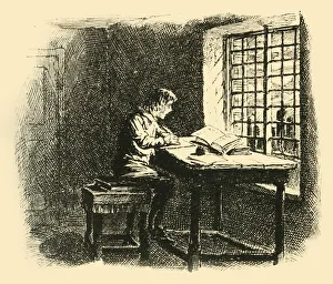 Johann Sebastian Bach Biography Drucke: By the light of the moon he began his task, (1907). Creator: Unknown