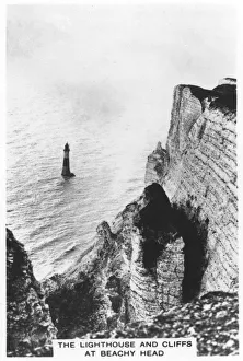 Lighthouses In The UK Drucke: The lighthouse and cliffs at Beachy Head, 1936