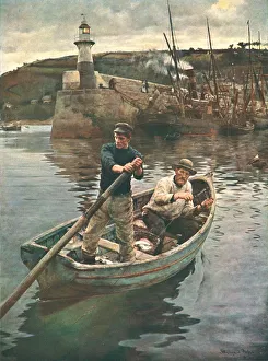 Drucke von Der Leuchtturm (Newlyn, Cornwall), 1893,(c1902). Nach einer Gemälde im Manchester Art Gallery Newlyn Drucke: Die Leuchtturm (Newlyn, Cornwall), 1893, ca. 1902. Ersteller: unbekannt