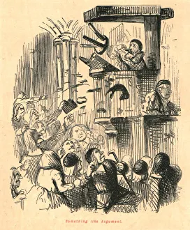 Black And White Satire Art Drucke: Something like Argument, 1897. Creator: John Leech