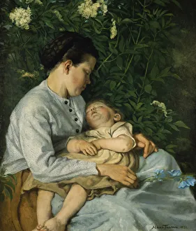 Hans Thoma Artwork Drucke: Under the Lilacs, 1871