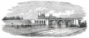 Steam Train Illustration Drucke: The Line at Peterborough, 1850. Creator: Unknown