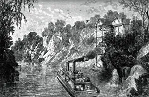 Mississippi River Transportation Drucke: Loading a cotton steamer, c1880