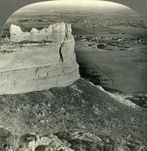 Blick über Zuckerrohrfelder, Tal des Platte River, Scotts Bluff, Nebraska, um 1930