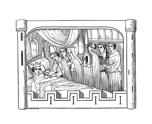 Medieval Bedroom Scene Drucke: Louis, the eldest son of Philip Auguste