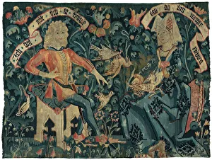 Medieval Tapestry Drucke: The Lovers, Basel, 1490 / 1500. Creator: Unknown