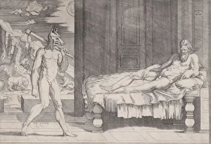Lykaios wird in einen Wolf verwandelt, datiert auf das Jahr 1524. Künstler: Agostino Veneziano