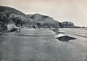 George Newnes Limited Prints Drucke: Lydstep - The Cliffs and the Beach, 1895