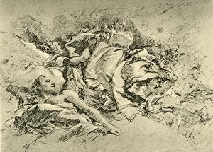 Angel Artwork Drucke: Madonna in clouds surrounded by Angels, c1754, (1928). Artist: Giovanni Battista Tiepolo