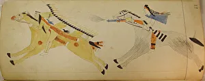 Maffett Ledger: Zwei gerittene Indianer, um 1874/81. Ersteller unbekannt