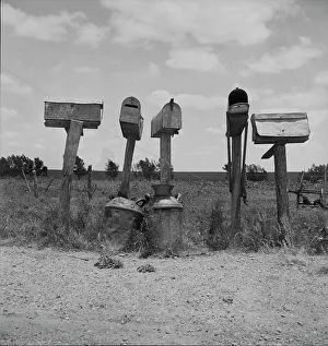 FSA Photography Collection Drucke: Mail boxes in Bell County, Texas, 1937. Creator: Dorothea Lange