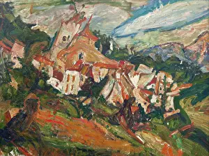 Expressionist Landscape Art Drucke: Maisons a Ceret, c1920. Creator: Soutine, Chaim (1893-1943)