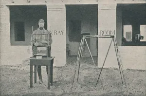 Medical Equipment History Drucke: Major Battersby using the Localizing Apparatus, c1890, (1910)