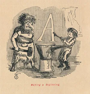 John Leech Engraving Drucke: Making a Beginning, c1860, (1860). Artist: John Leech