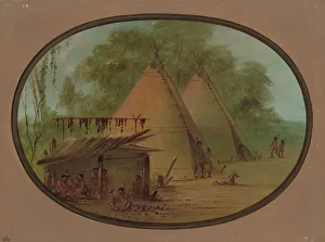Herstellen von Flint-Arrowhead-Klingen - Apachen, 1855/1869. Ersteller: George Catlin