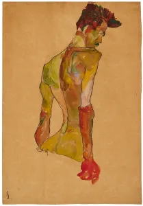 Drucke von Männlicher Akt im Profil nach rechts, 1910. Privatsammlung Egon Schiele Drucke: Männlicher Akt in Profil nach rechts, 1910. Schöpfer: Schiele, Egon (1890-1918)
