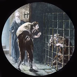 Lantern Slide Collection Drucke: The Man in the Cage, c1910. Creator: Unknown