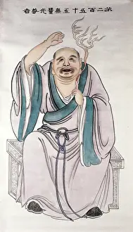 Asian Religious Iconography Drucke: A man or deity, (unknown date). Creator: Unknown