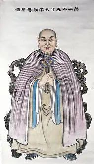 Full Length Male Figure Drucke: A man or deity, (unknown date). Creator: Unknown