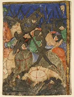 Jewish Heritage Art Drucke: Manuscript Cutting Showing a Scene from Hebrew Scripture