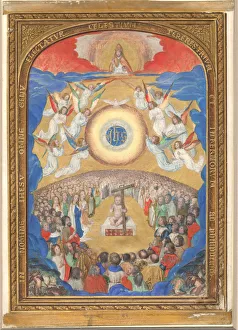 Manuskriptblatt mit Bewunderung des heiligen Namens aus einem Stundenbuch nach dem Jahr 1530?