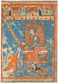 Manuskriptblatt mit Widmung eines Buches an die Jungfrau aus dem deutschen Sprachraum um das Jahr 1400