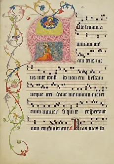 Blatt aus einem Handschriftensammlungsbuch mit Anfang A vom Gradual des Mittelalters in deutscher Sprache zweite Hälfte des 15. Jahrhunderts