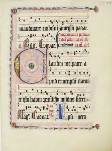 Manuskriptblatt mit Anfangskurs c aus einem Antifonsbuch deutscher Herkunft um 1425 bis 1450