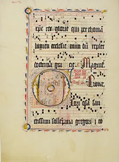 Blatt aus einem Handschriftensammlung mit Anfangsbuchstabe F von einer Vorsingkunftel zu einem Choralbuch Deutschlands zweite Hälfte des 15. Jahrhunderts