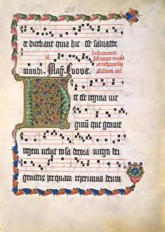 Blatt aus einem Handschriftensegel mit Anfangsbuchstabe C, aus einer Antiphonsammlung, zweite Hälfte des 15. Jahrhunderts. Schöpfer unbekannt