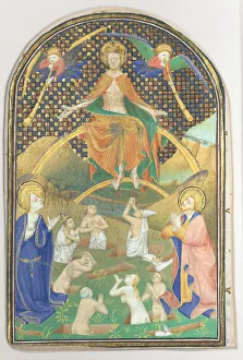 Blatt aus einem Stundenbuch mit dem Letzten Gericht, um Ca. 1400 von unbekanntem Künstler