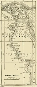 Black And White Maps Drucke: Map of Ancient Egypt, 1890. Creator: Unknown