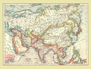 Antique Asian Maps Drucke: Map of Asia, 1902. Creator: Unknown
