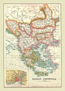 Bosnien Und Herzegowina Drucke: Karte des Balkangebietes, 1902. Schöpfer unbekannt