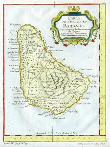British Empire Cartography Drucke: Map of Barbados, c1764