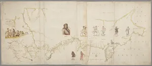 Drucke von Die Karte der ersten Kamtschatka-Expedition, 1725 - 1730. Im Bestand des schwedischen Nationalbibliotheks gefunden Karte Drucke: Die Karte der ersten Kamtschatkaexpedition