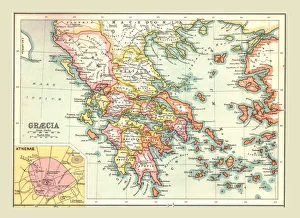 Century Atlas World Maps Drucke: Map of Graecia, (1902). Creator: Unknown