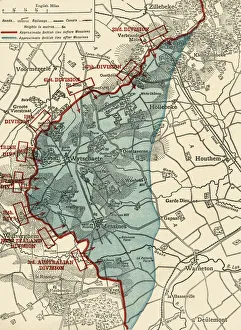The Great World War Book Series Drucke: Map to illustrate the Battle of Messines