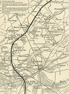 Frank A Mumby Book Collection Drucke: Map illustrating the Operations of the First Army... First World War, 1915, (c1920)