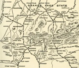 Karte zur Darstellung der Operationen am Oranje Fluss, 1900. Ersteller: Unbekannt.