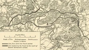 Gresham Publishing Company Ltd Drucke: Map illustrating the Operations at Verdun, First World War, August-November, 1917, (c1920)