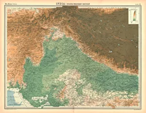 Afghanistan Map Drucke: Map of India - North Western Section