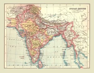 Drucke von Karte des indischen Reiches, 1902. Zeigt den indischen Subkontinent während der Periode der britischen Regierung (Herrschaft durch die britische Krone). Aus The Century Atlas of the World Karte Drucke: Karte des indischen Reiches, 1902. Schöpfer unbekannt