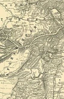 Drucke von Karte, die die Route des General Roberts zu Kabul und dann nach Kandahar und die britischen und russischen Grenzen zeigt, 1901 Karte Drucke: Karte, die die Route des General Robert nach Kabul