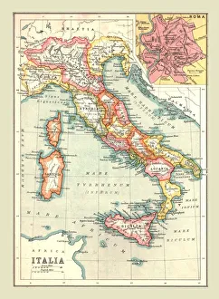 Edinburgh Geographical Institute Maps Drucke: Map of Italia, (1902). Creator: Unknown