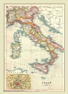 Drucke von Karte von Italien (Bildnis des Jahrhunderts) Edinburgh Drucke: Karte Italiens, 1902; Ersteller unbekannt